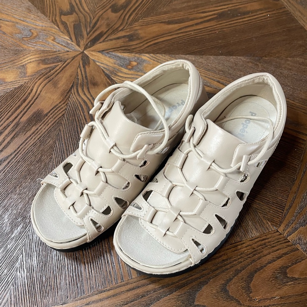 Beige Woven Leather Sneakers